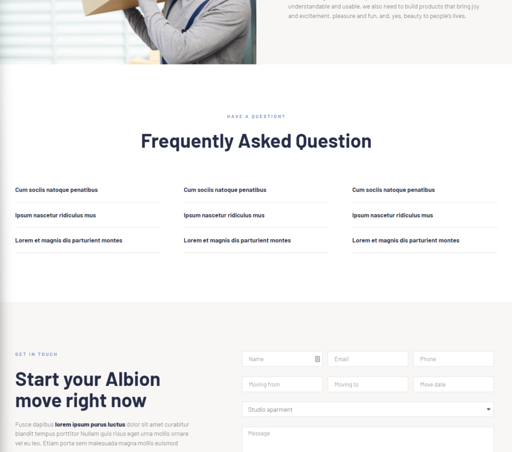 Service detail page of Albion Elementor template kit