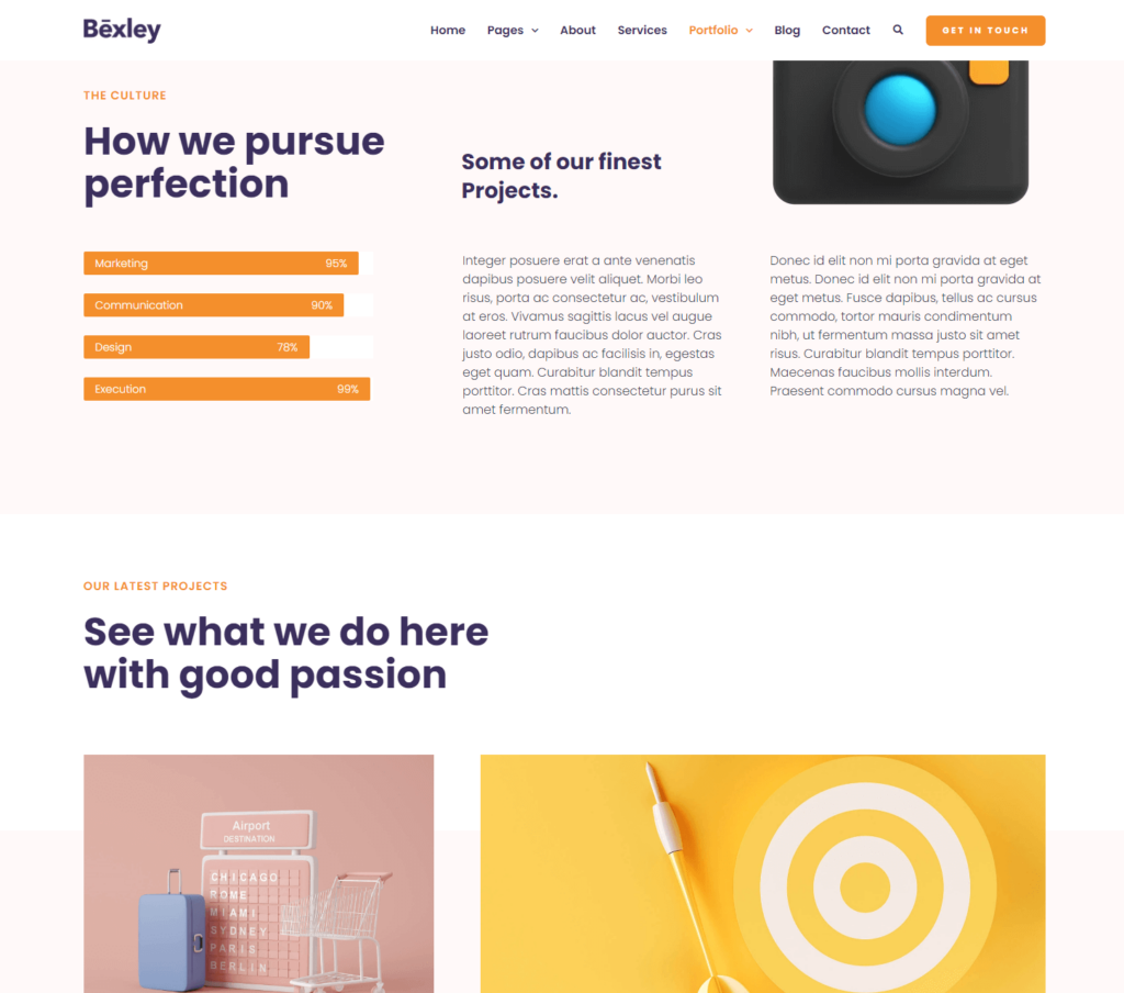Portfolio page of Bexley Elementor template kit