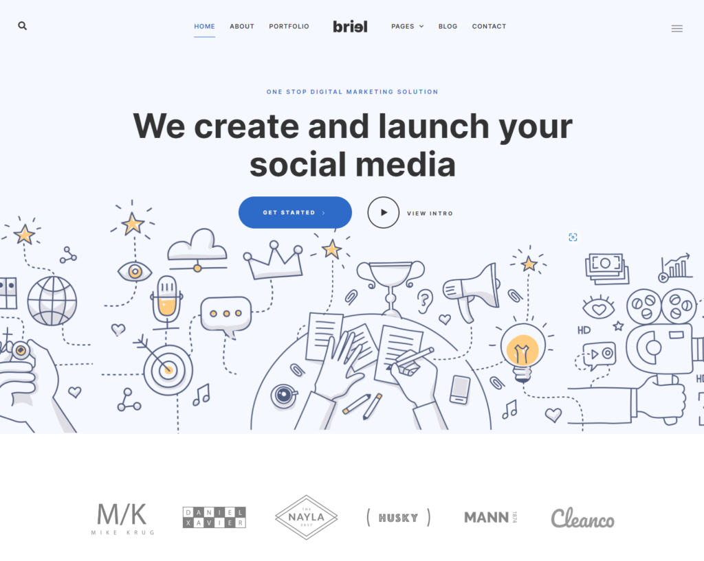 Homepage of Briel Elementor template kit