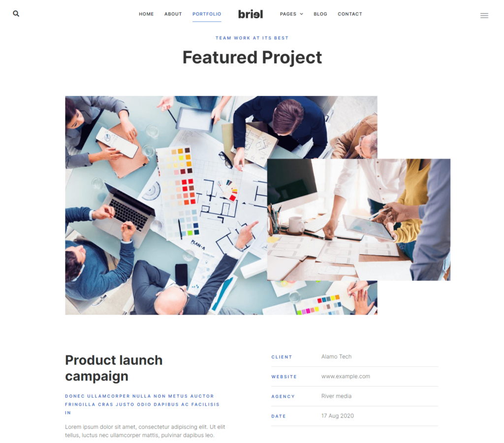 Portfolio page of Briel Elementor template kit