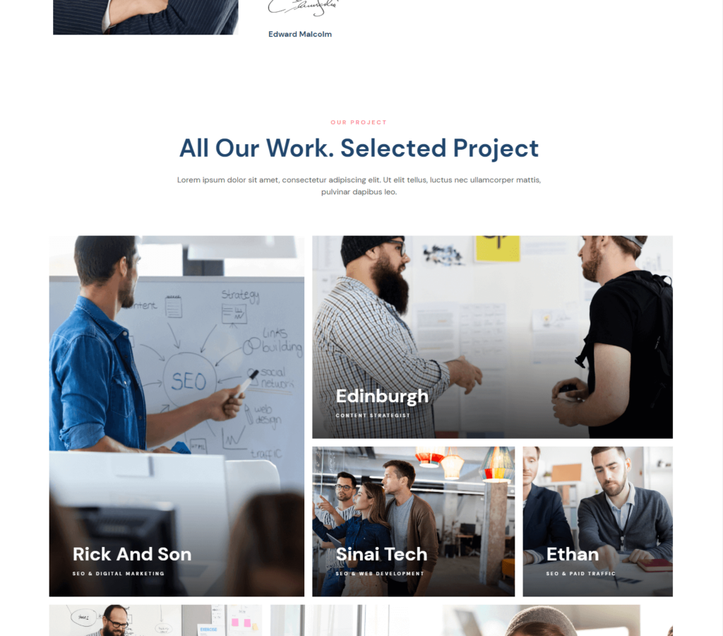 Portfolio page of Elysian Elementor template kit