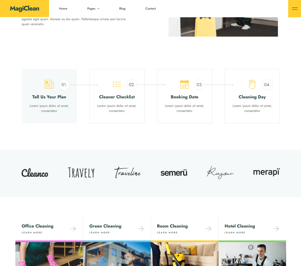 Our process page of Magiclean Elementor template kit