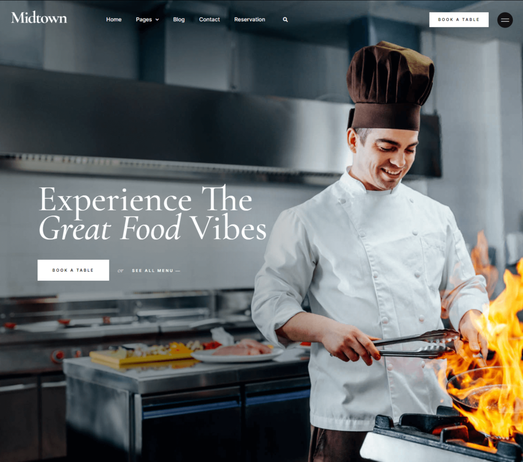 Homepage of Midtown Elementor template kit