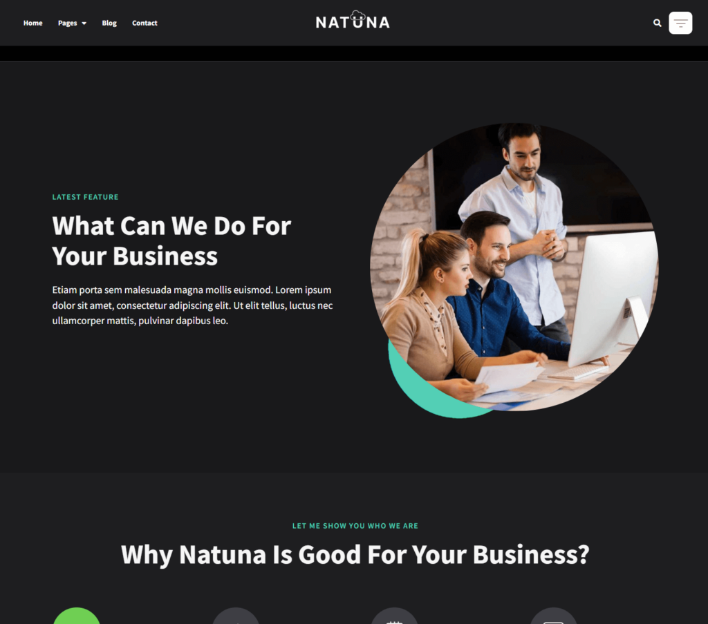 Services page of Natuna Elementor template kit