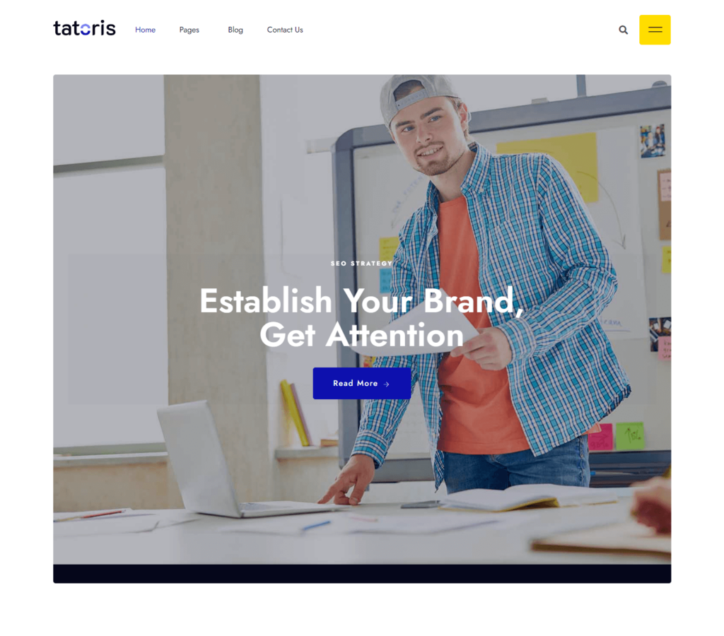 Homepage of Tatoris Elementor template kit