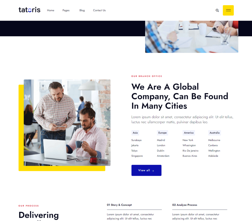 Process page of Tatoris Elementor template kit