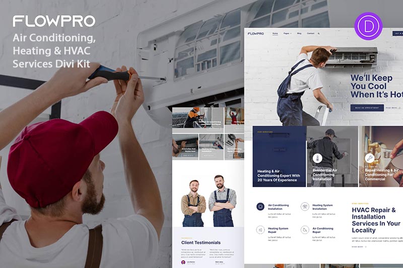 FlowPro-Air-Conditioning-Heating-HVAC-Services-Divi-Template-Kit