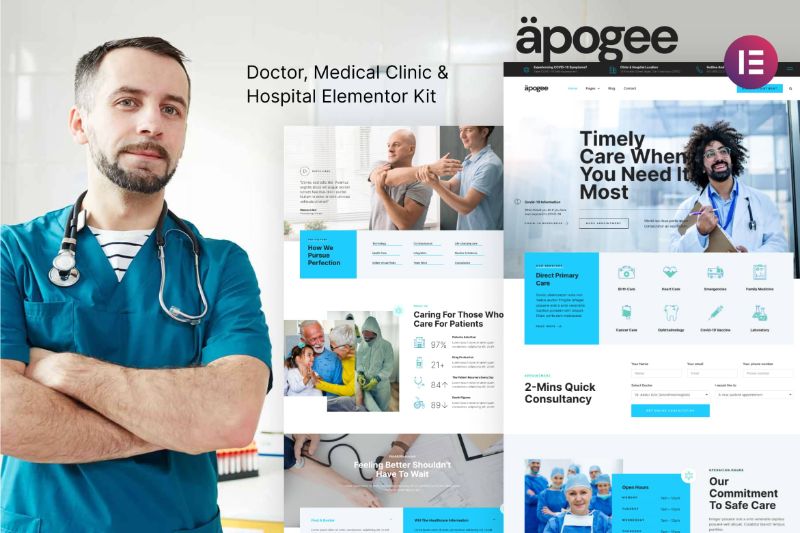 Apogee - Medical Clinic Hospital Elementor Template Kit