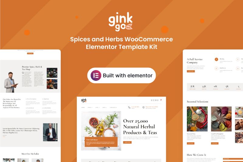 Ginkgo - Spices and Herbs WooCommerce Elementor Template Kit