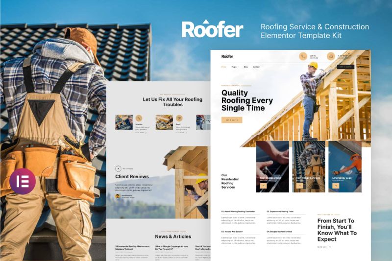 Roofer – Roofing Service Construction Elementor Template Kit