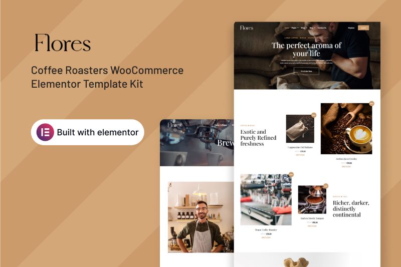 Flores - Coffee Roasters WooCommerce Elementor Template Kit