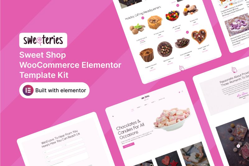 Sweeteries - Sweet Shop WooCommerce Elementor Template Kit