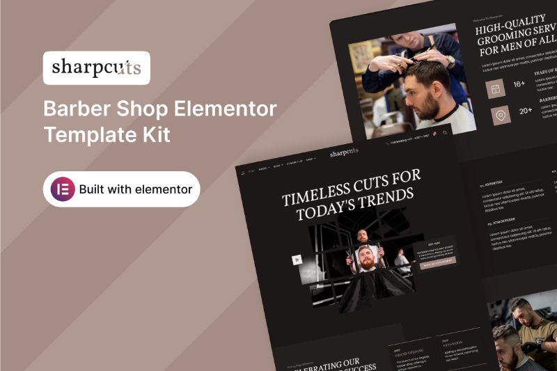 Sharpcuts - Barber Shop Elementor Template Kit