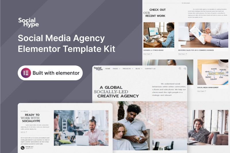 Socialhype - Social Media Agency Elementor Template Kit