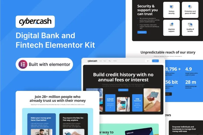 Cybercash - Digital Bank & Fintech Elementor Template Kit