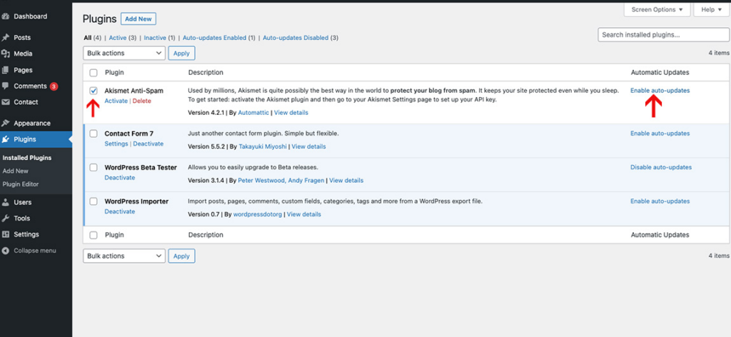 installed plugins
