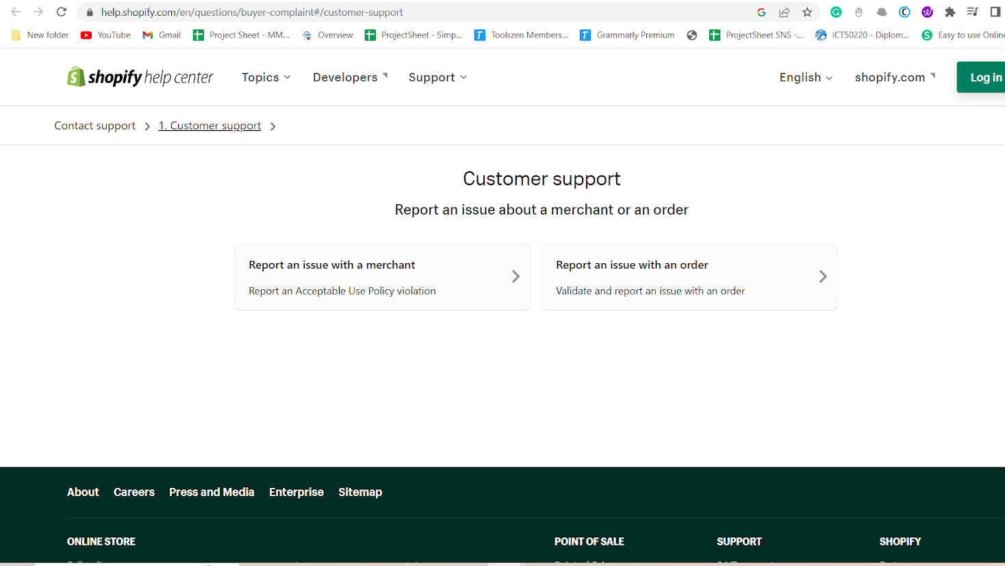 Shopify customer support