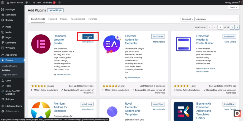 Installing The Elementor Plugin