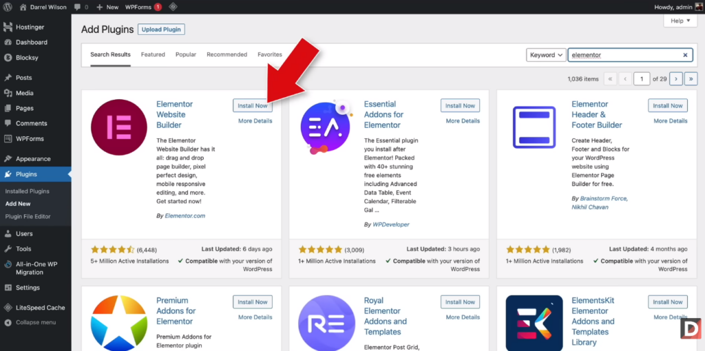 Installing The Elementor Plugin