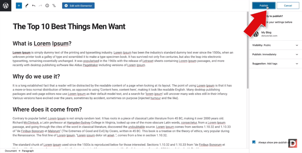 Publishing Article in WordPress