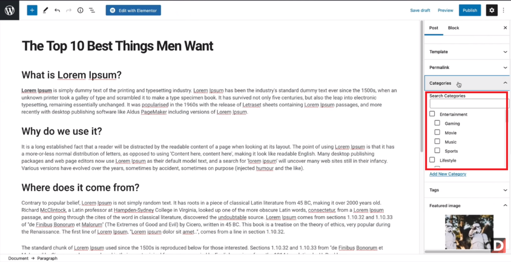 Adding Categories In WordPress