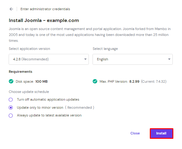 Joomla Installation Example Joomla Installation