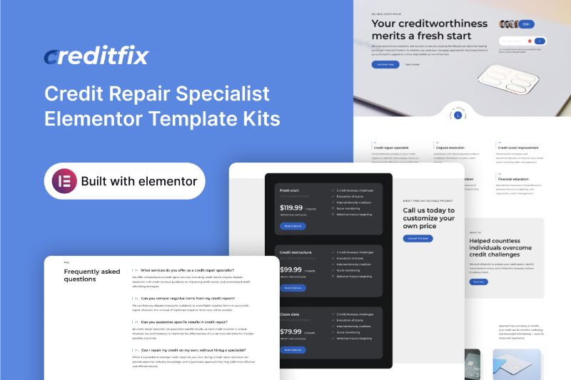 CreditFix - Credit Repair Specialist Elementor Template Kit