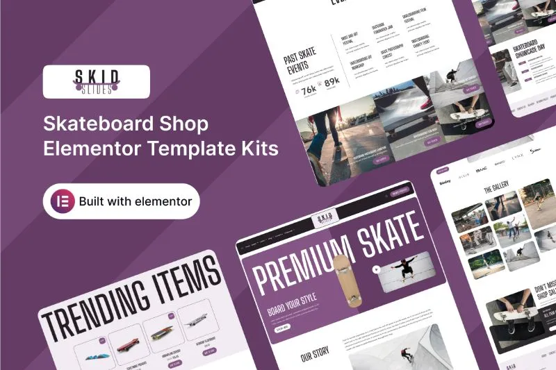 SkidSlides - Skateboard Shop Elementor Template Kit