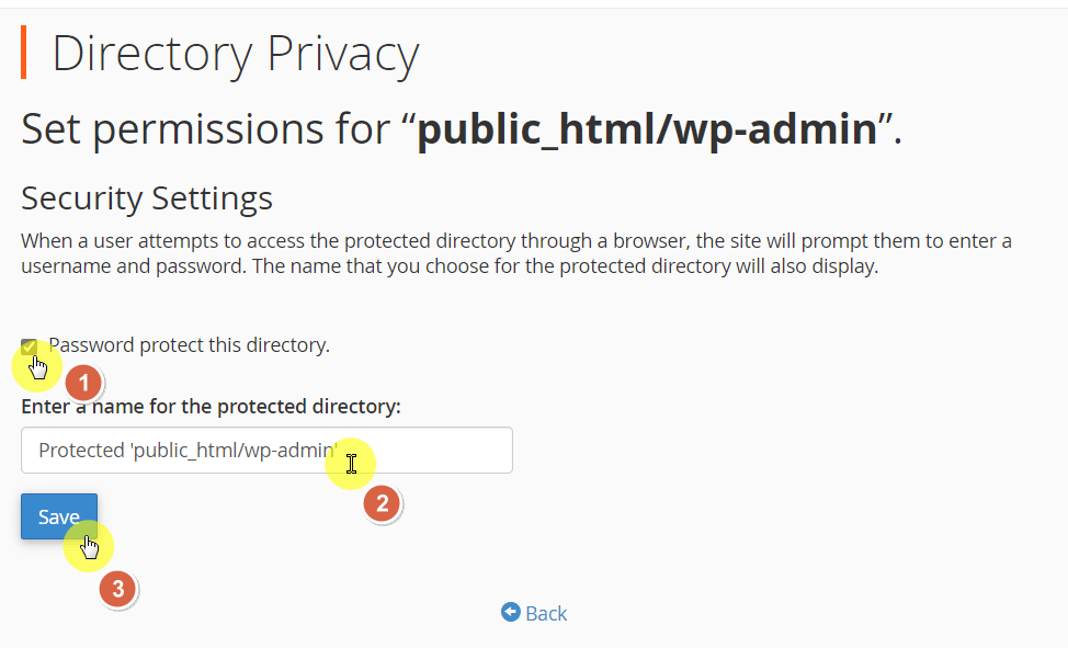enable the password protect feature for the folder