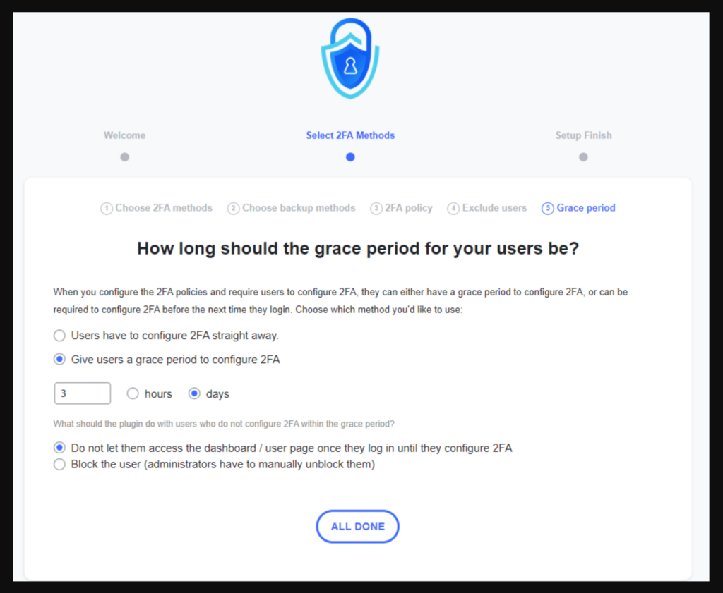 setting up the wp 2fa plugin for wordpress