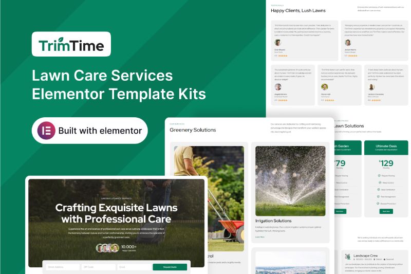 TrimTime - Lawn Care Services Elementor Template Kit