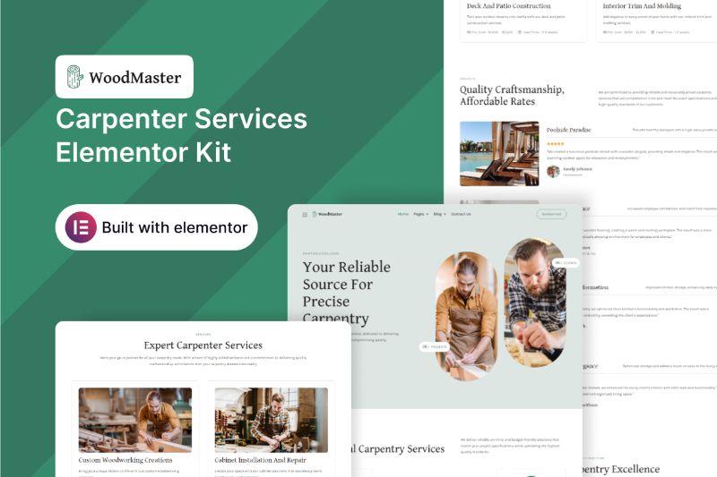 WoodMaster - Carpenter Services Elementor Template Kit