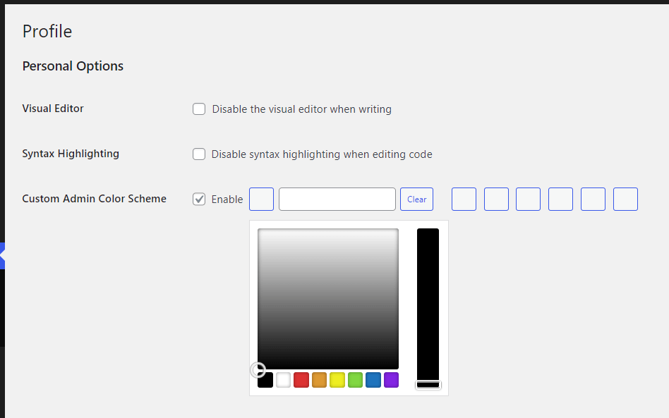 creating a custom admin color scheme using acos