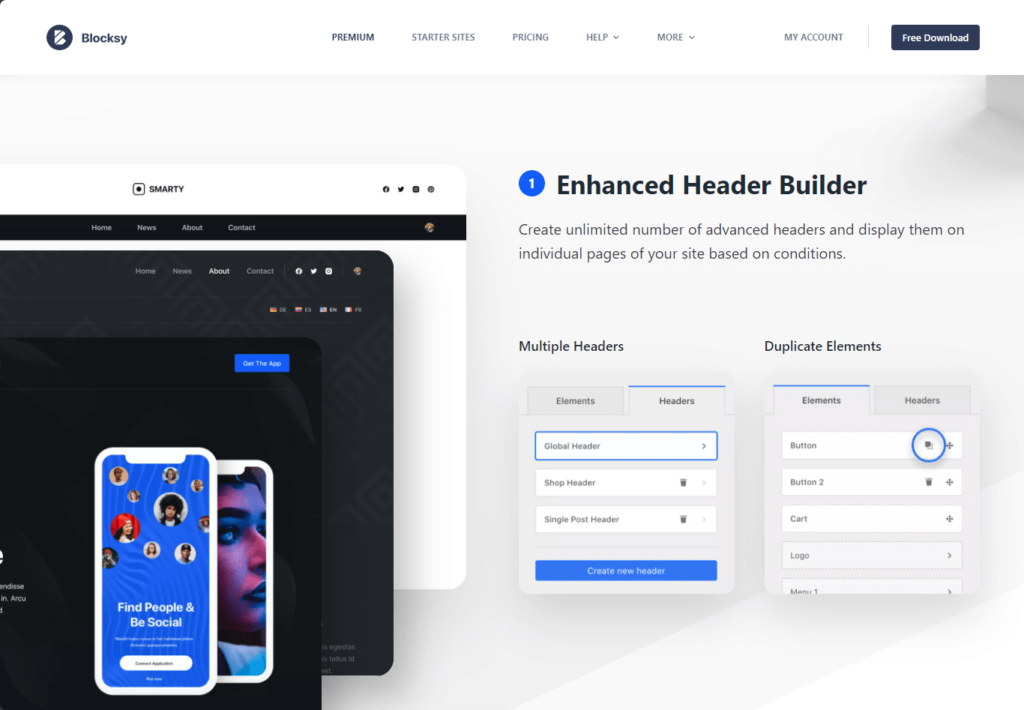 create unlimited number of advanced headers and display them on individual pages