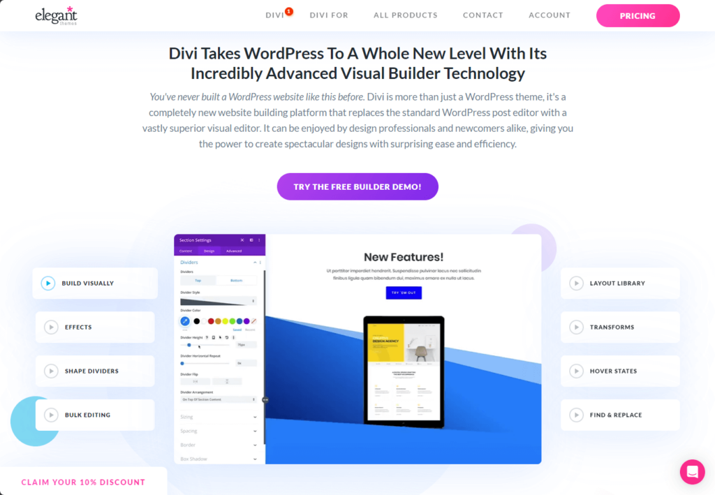 divi takes wordpress to a whole new level with its incredibly advanced visual builder technology