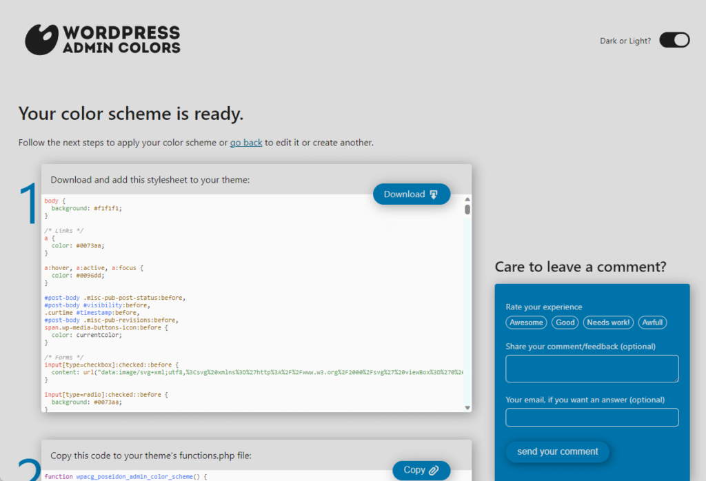 download the stylesheet and copy the code snippet