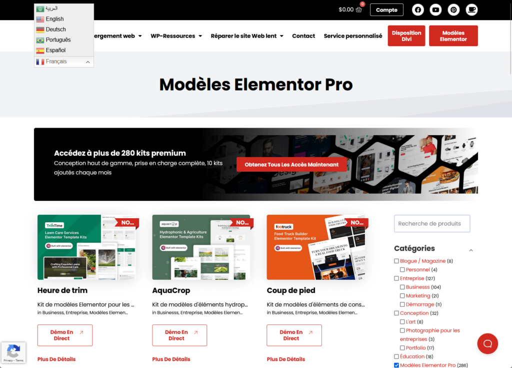 darrel’s elementor pro templates in different languages