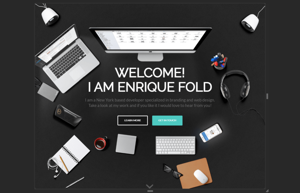 home page of the enfold one page portfolio demo site