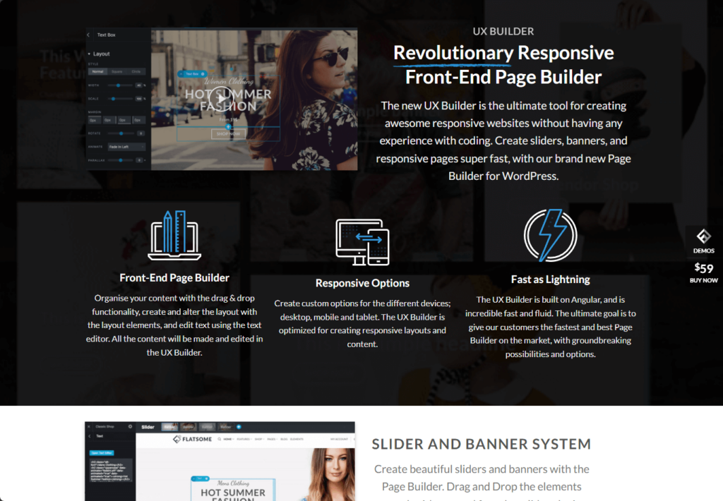 flatsome ux builder: revolutionary responsive front-end page builder