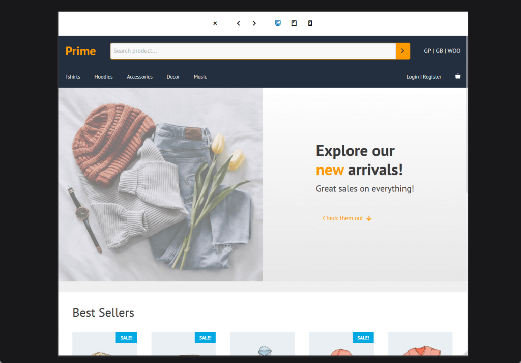 home page of generatepress theme’s prime demo