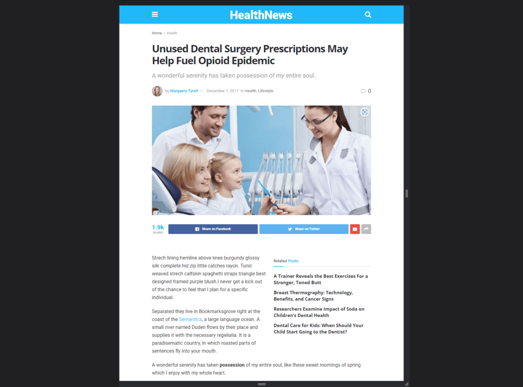 single post template of the jnews health prebuilt site