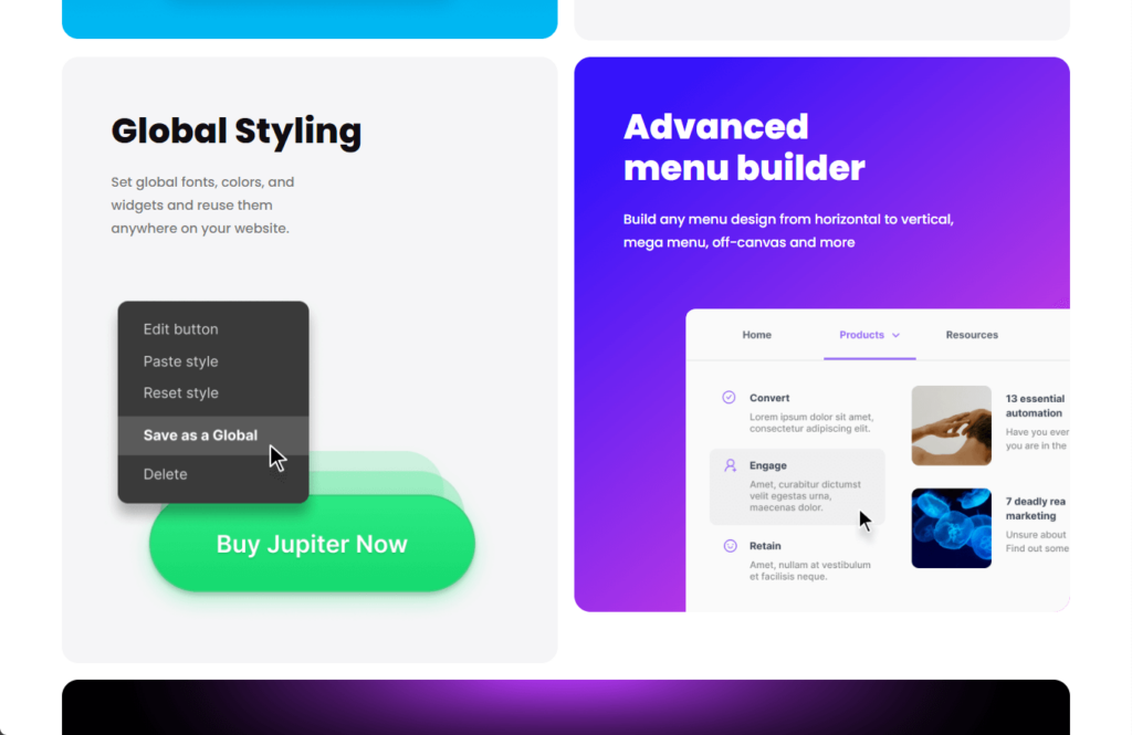 build any menu design using the jupiter theme