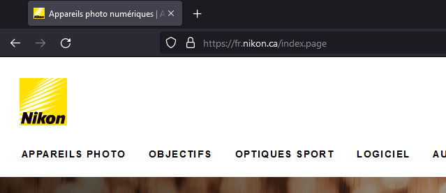 nikon website using subdomain structure