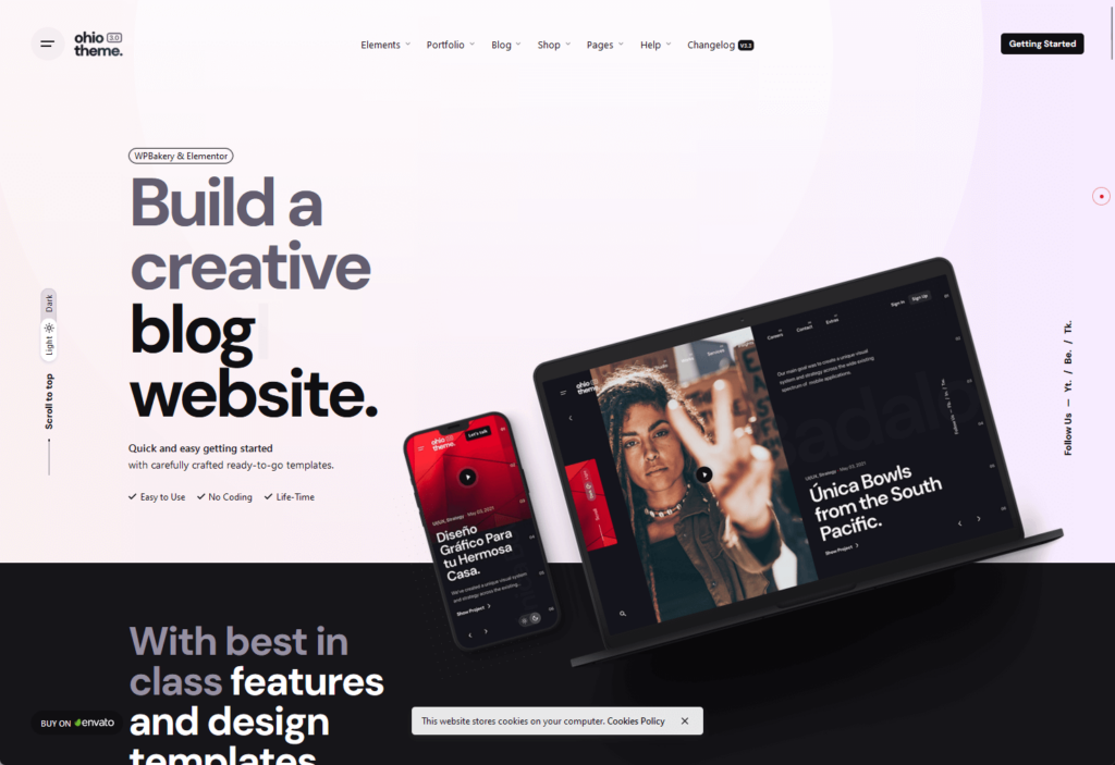 home page of the ohio theme