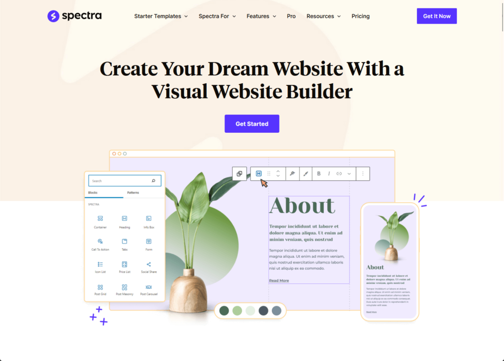 home page of the spectra one