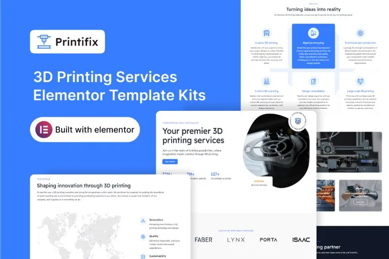 Printifix - 3D Printing Services Elementor Template Kit