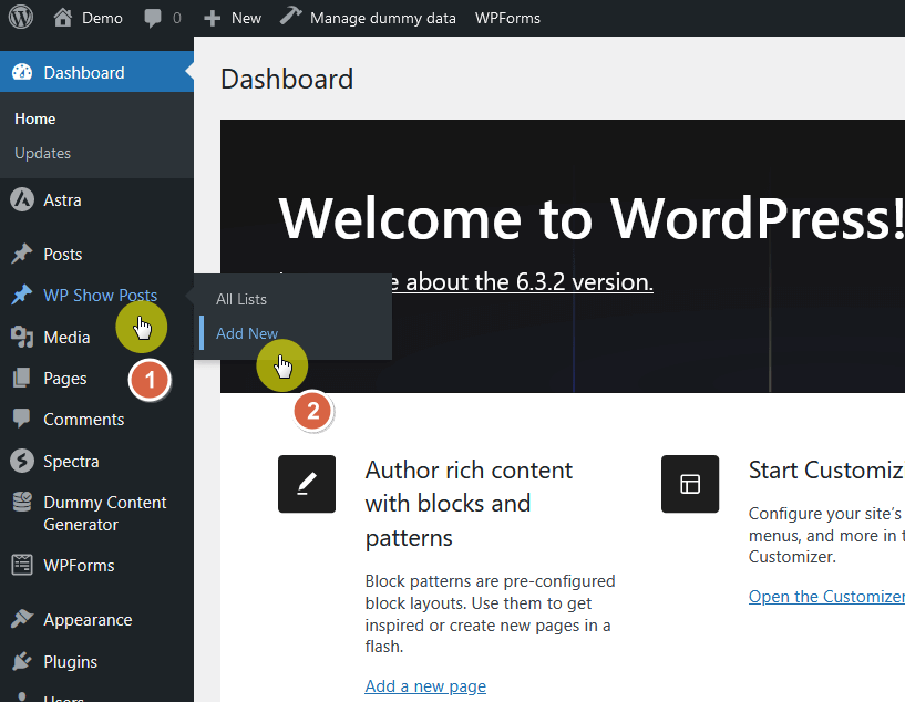 opting to add a new post list in wp show posts