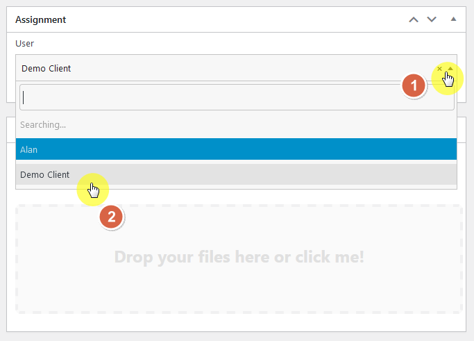 select the user assignment of the private file