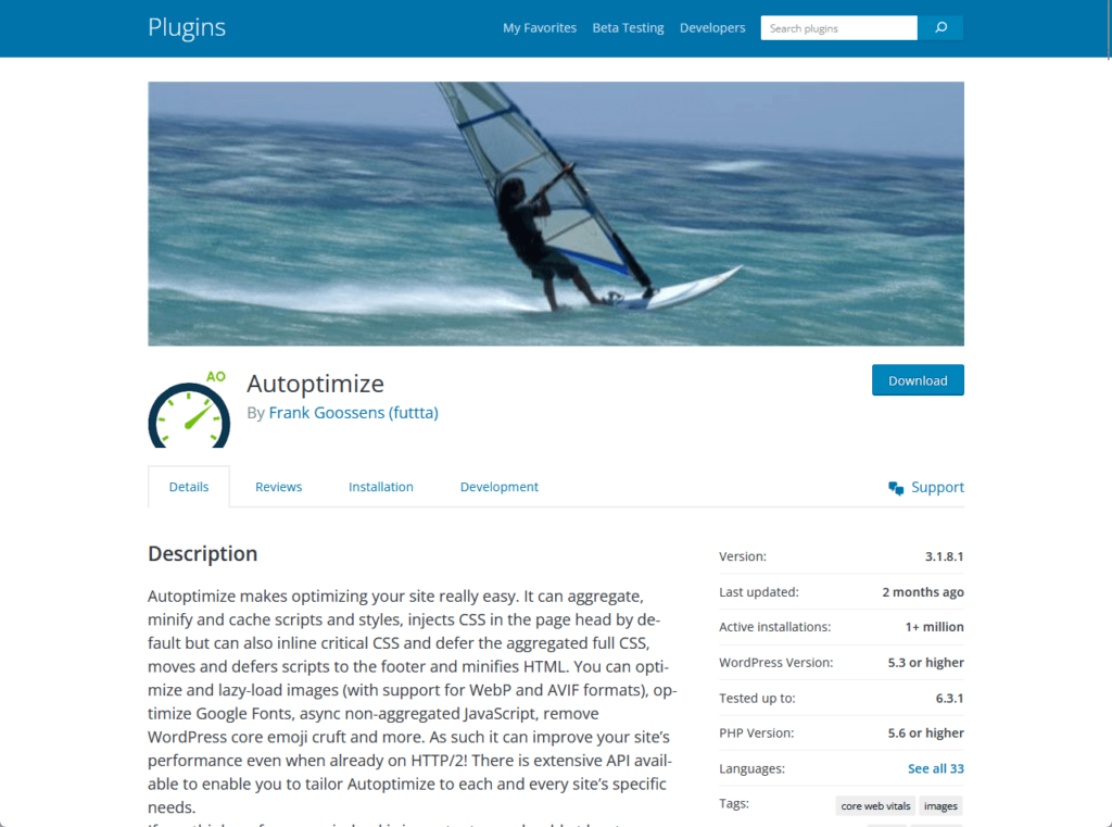 autoptimize in the plugin repository