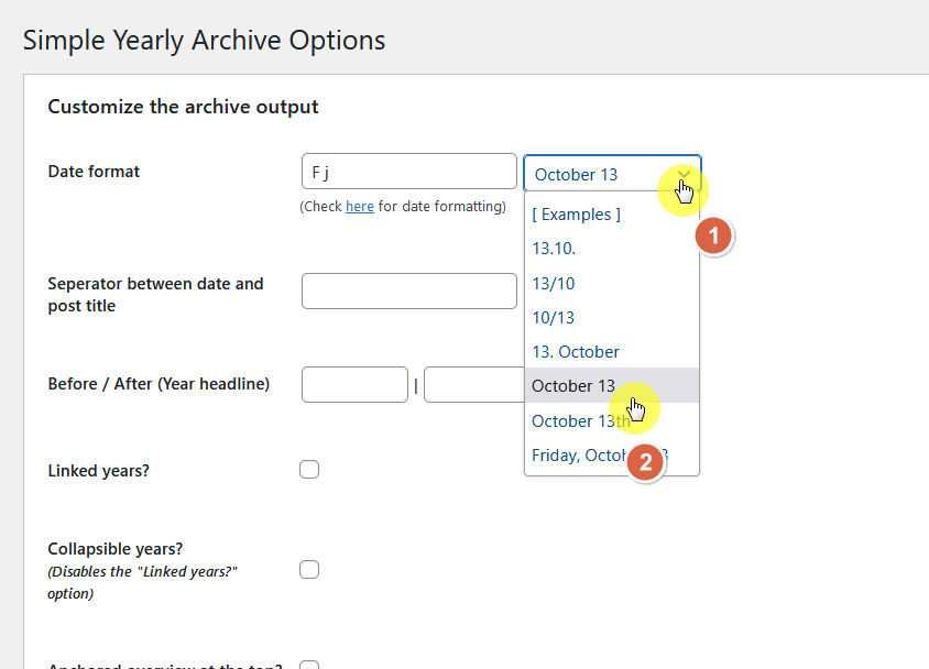 choosing the october 13 date format example